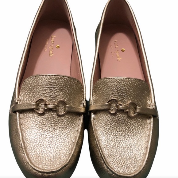 COPY - Kate ♠️ Spade NEW YORK Bergman Gold Leather Loafers Spade Detail authent… - Picture 15 of 15